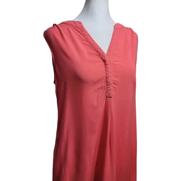 Cupio Coral Pink Asymmetrical Tunic Dress S Sleeveless Shift Resort Minimalist - Picture 5 of 9